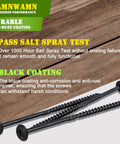 Close-up of Pack Of 50 Heavy Duty Wood Lag Screws 4 Inch Long 0.171 Inch Thread Black Coated showcasing anti-rust coating.