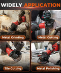 Badass Brushless Cordless Angle Grinder 5 Inch Battery Powered Heavy Duty Cutting Tool used for metal grinding and polishing.