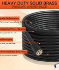 Heavy Duty Solid Brass Pressure Washer Hose with M22 14mm Thread Fittings, kink resistant and bend restrictor features.