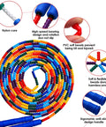 Colorful beaded design of Double Dutch Jump Rope Set 16.4 Ft 2 Pack With Beaded Plastic DIY Segmented Rope Long Enough For 5 To 6 Jumpers