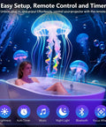 Woman in bathtub with 3D Galaxy Projector With 60 Scenes And Adjustable Focus displaying jellyfish ceiling projection.