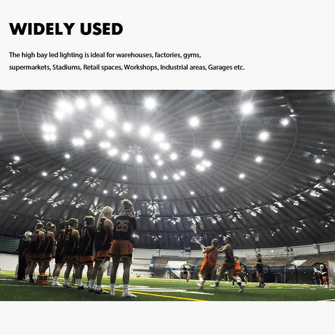 UFO LED High Bay Light 200W 24000 Lumen 5000K Waterproof IP65 Warehouse Fixture illuminating indoor sports area