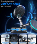 15W MagSafe Car Mount Charger With Vacuum Suction Cup And Nano Adhesive Base, 360 Degree Rotatable Stand shown in various installations