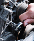 Prograde 1/4 Inch Stubby Ratchet Wrench Dual Socket Bit Driver 72 Tooth Chrome Alloy in action tightening a bolt.