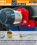 Close-up view of Beefy Electric Trolley For Power Hoist 1 Ton Capacity 2204 Lbs on adjustable I-beam flange
