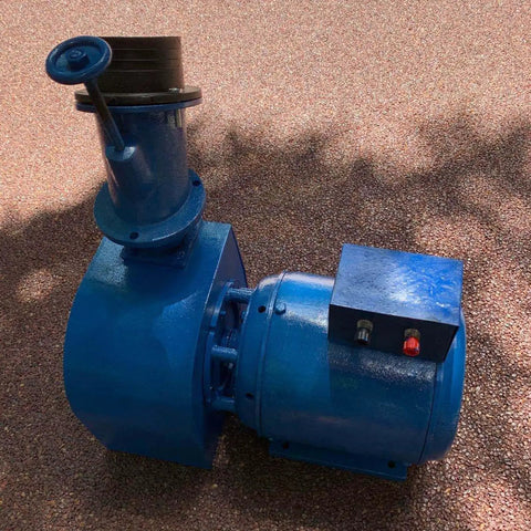 Beefy 2000W Hydroelectric Generator With Voltage Indicator For Outdoor Rivers And Creeks, shown with durable cast iron build.