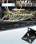 Adjustable Rack Mount Brackets For 17.3 Inch Wide Switches mounted in a server rack with cables, heavy duty steel ear support.