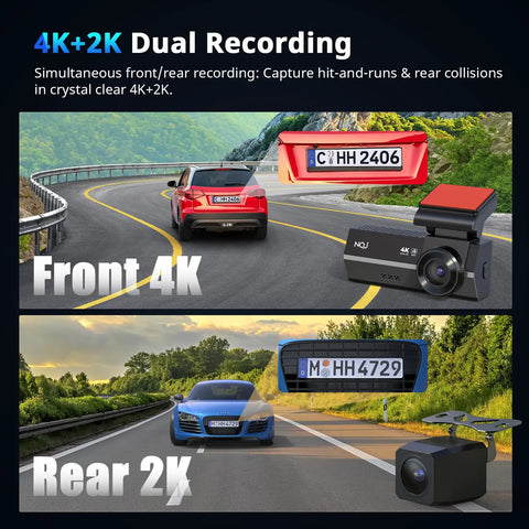 Dual Dash Cam Front And Rear For Cars 4K Plus 2K Video With 64GB Card Included 5G Wi Fi And App G Sensor 3.2 Inch Screen