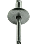Large Flange Stainless Steel Blind Rivet 1/8 Inch By 3/8 Inch Open End, corrosion resistant, shown from front view.