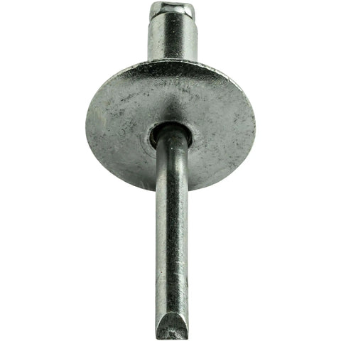 Large Flange Stainless Steel Blind Rivet 1/8 Inch By 3/8 Inch Open End, corrosion resistant, shown from front view.
