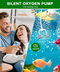Pond Aerator With Independent Solar Air Pump Wire-Free Setup, bubbles in fish tank with two people smiling in background