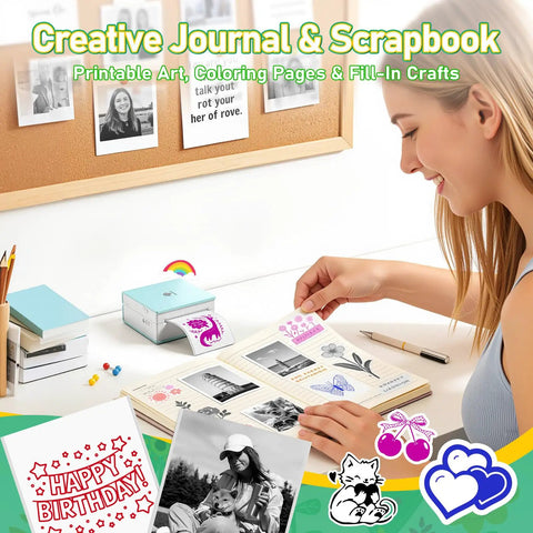 Ultra Compact Mini Sticker Printer And Portable Wireless Craft Maker For Students Hella Convenient Instant Graphic Output using for scrapbooking.