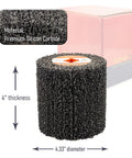 Black Cleaner Flap Wheel Strips Drum 110x100mm 4 Inch 40 Grit For Pickling Rust Removal Paints Enamels Oxidation Burnishing Polishing Machines Nonwoven Abrasive Drum Wheel with premium silicon carbide material.