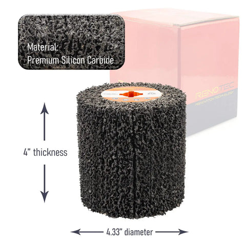 Black Cleaner Flap Wheel Strips Drum 110x100mm 4 Inch 40 Grit For Pickling Rust Removal Paints Enamels Oxidation Burnishing Polishing Machines Nonwoven Abrasive Drum Wheel with premium silicon carbide material.
