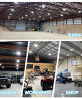 UFO LED High Bay Light 150W 19500LM Shop Lights With 6 Foot Plug 5000K IP65 Warehouse Garage Lighting 6 Pack in barn, garage, workshop, shop