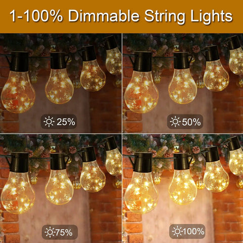 Battery Operated 25 Feet 100 LED Warm White Hanging String Lights With 20 Bulbs Remote Dimmable Eight Modes Memory Timer Waterproof