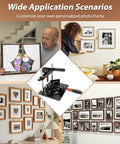 Hand Operated Picture Frame Stapler Kit For Easy Framing No Power Needed Frame Joiner Jig Tools With V-Shaped Nails, Adjustable Corner Clamp, Seamless Assembly, Pro Grade, Durable And Budget Friendly showing framed wall displays