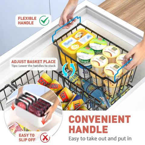 Real Game Changer Freezer Storage System Four Pack Black Bins Designed For Deep Freeze Organization Keep Your Frozen Food Stash Hella Neat And Effortlessly Organized