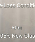 Text reading 'Pre-Loss Conditions After 105% New Glass' on a plain background.