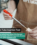 Person using pen tube insertion tool from Pro Grade Pen Making Tools Kit With Mandrel Saver And 7Pc Universal Barrel Trimming System.