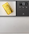 Ultra Precise Pocket Scale With 300 Gram Capacity And 0.01 Gram Increments, Slim Matte Black Digital Milligram Scale with gold bar