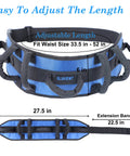 Padded Gait Belt With Seven Grips For Seniors, Non Slip Transfer Belt shown with adjustable waist 33.5 to 52 inches