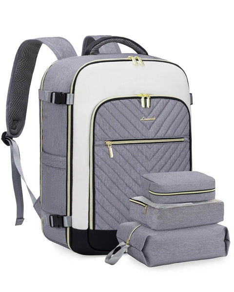 40L Travel Backpack For Women With 3 Packing Cubes Waterproof Carry On Bag TSA Approved For Airplanes Fits 17 Inch Laptop Large Capacity Day Trip
