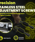Black Steel Adjustment Screws For Nylon 66 And Nylon 77 Rifle Models Durable Replacement Hardware 2 Pack Set Precision Fit For Easy Install Built Tough For DIY Gunsmithing Upgrades, two black screws