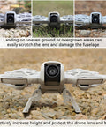 Foldable Landing Gear Kit For DJI Neo Drone With Quick Release Legs, elevating drone on rocky and grassy terrain.