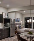 Modern kitchen with 7.5 Inch White LED Downlight Flush Mount Ceiling Light, Dimmable, Wet Rated, 3000K Warm White