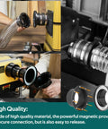 Shop Ready 4 Inch Magnetic Dust Collection Kit Featuring Quick Connect Couplers And Heavy Duty Hose Clamps For Lightning Fast Tool Swaps And Trouble Free Workspaces - close-up of magnetic couplers and hose attachment.