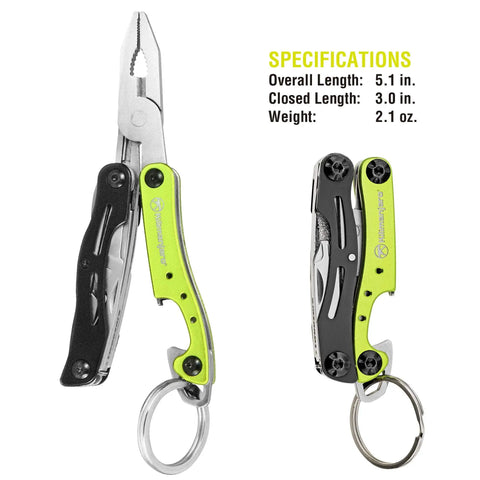 Ascend 9 In 1 Multi Tool With TSA Compliance No Knife Under 7 Inches Includes Long Nose Pliers in open and closed positions.