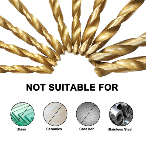 99 Piece Drill Bit Set With Titanium Coated HSS Twist Bits For Metal Wood Plastic Aluminum Copper Iron 1/16 To 3/8 Inch Includes Hard Storage Case 135 Degree Tips Pro Grade