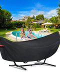 Waterproof Hammock Cover For 11 To 12 Ft Hammock Stands With Windproof Straps And Soft Cotton Lining, poolside setting