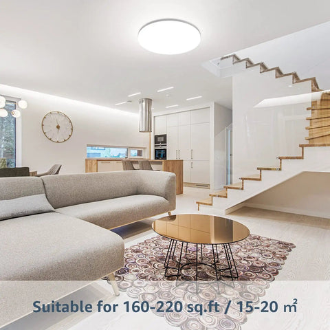 11 Inch Flush Mount LED Ceiling Light 24W 2400 Lumen Not Dimmable Waterproof IP54 Daylight White 5000K For Kitchen Bathroom Hallway Laundry Easy Install Ceiling Fixture in modern living room
