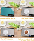 Steps to use 33 Pound Digital Kitchen Scale With Large 9 Inch Weighing Platform, Touch Control, LCD Display, Stainless Steel