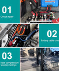 Pro Grade 10 Ton Hydraulic Crimping Tool With 9 Dies For Battery Cables And Wire Rope Crimper For 12 AWG To 2/0 AWG in use