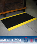 Rugged Workhorse Industrial Heavy Duty Vinyl Anti Fatigue Floor Mat With Diamond Tread For Secure Footing And Cushioned Comfort Thick Sponge Backing 2 By 3 Feet Black With Yellow Border