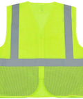 Stay Dead Visible On The Job With This Class 2 Hi Vis Safety Vest Breathable Lime Black Mesh Work Gear Zip Front Radio Mic Tab Reflective Strips Built Solid For Road Crews Large Xl back view showing lime mesh and reflective strips.