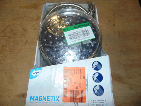 Magnetix 2-In-1 Shower Head Combo With Magnetic Dock Easily Switch Between Rain And Handheld Modes Chrome in packaging