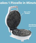 Cute Mini Electric Pizzelle Maker Creates Single 4 Inch Italian Waffle Cookies with non-stick surface and even heat distribution.