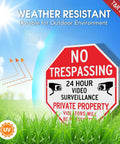 Keep Your Property Locked Tight With These Straight Up Heavy Duty No Trespassing Signs And Video Surveillance Notices Set Of Four Reflective 10 Inch Aluminum Plates With Pre Drilled Holes For No Sweat Fence Mounting, octagonal sign with security cameras.