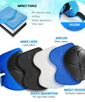 Kids 3 In 1 Protective Gear Set Knee Pads Elbow Pads And Wrist Guards For Ages 7 To 13 Blue showing layers and material details