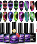 Cat Eye Gel Nail Polish Kit With Magnetic Stick 9D Dual Colors HEMA Free Galaxy Chameleon Effect UV LED Safe bottles and colors