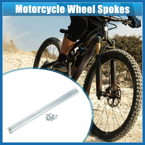 Cyclist on trail with 12 Pack 14G J Bend Bicycle Spokes Kit With Galvanized Steel 296mm 11.65 Inch Length And Brass Nipples for MTB
