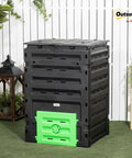 Garden Compost Bin 120 Gallon Backyard Composting System With 450L Capacity BPA Free 80 Vents And 2 Sliding Doors Lightweight Black