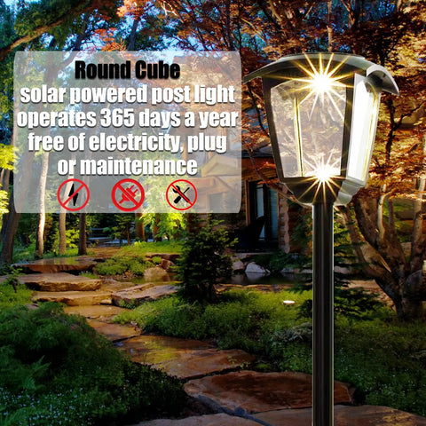 Outdoor Lamp Post Light 68 Inch Tall Waterproof Solar Powered 100 Lumen in garden setting