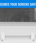 24 Pack Nylon Window Screen Clips with Screws for 3/8 Inch Frames holding window screen securely in place.