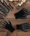 Tough As Nails Nitrile Coated Work Gloves Bulk Pack Of 72 Pairs For Mechanics And Yard Jobs With Non Slip Palm Grip and Long Fingertips.