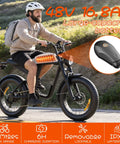 Man riding Electric Fat Tire Bike For Adults With Dual Peak 1500W 3000W Motor 35 MPH Top Speed 20 By 4 Fat Tires on trail
